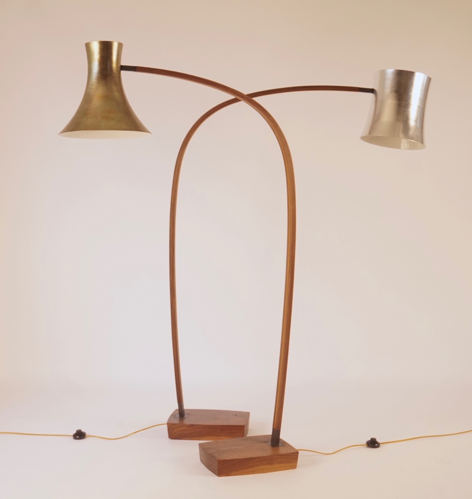 Chris Lehrecke

Spun Floor Lamp 1, Trumpet leafed, 68 x 36 in.
Spun Floor Lamp 3, Concave leafed, 60 x 40 in., 2003

Walnut with bronze leaf and silver leaf

&amp;nbsp;